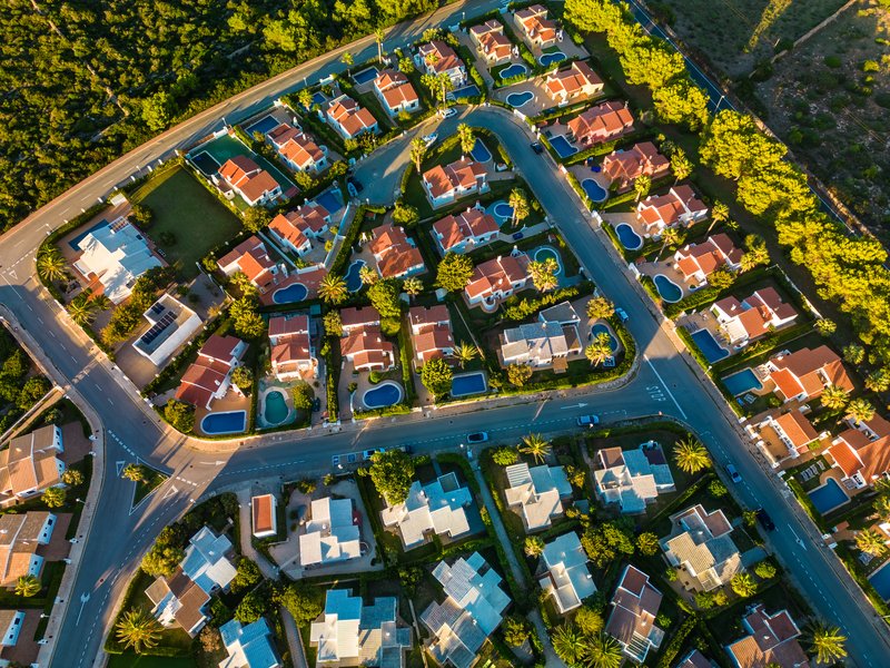 Vista aérea de zona residencial en Puebla